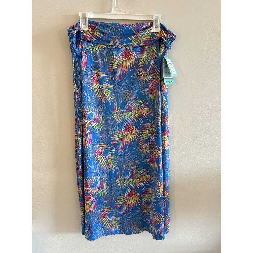 NEW! Reel Legends Convertible Womens Maxi Skirt Tropical Palm Print Size XL